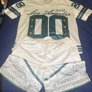 Kids Los Angeles Pajama Set - White and Green
